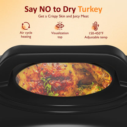 Sunvivi 24 Quart Electric Roaster Oven with Visible Self-Basting Lid, Turkey Roaster Oven with Removable Pan and Rack, Perfect for Large Meals and Holiday Feasts, White
