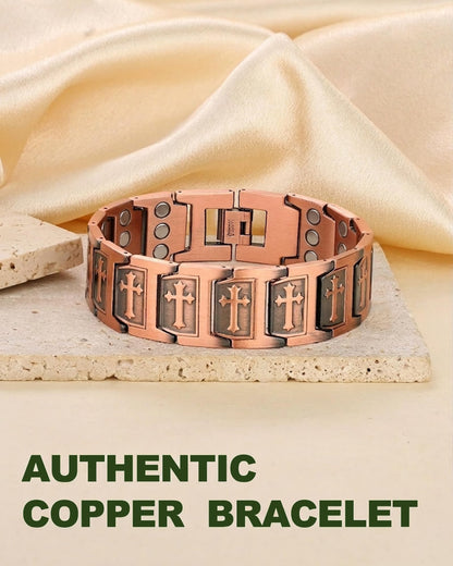 MagEnergy 99.99% Copper Bracelet for Men, Cross Copper Magnetic Bracelet with 3800 Gauss Magnets, Adjustable with Sizing Tool, Pulsera de cobre para Hombre, Men's Jewelry Gift