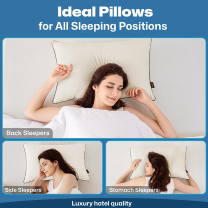 GOHOME Pillows King Size Set of 4 - Bed Pillows for Sleeping 4 Pack, Cooling Supportive Hotel Pillows with Premium Soft Down Alternative Fill for Side Stomach and Back Sleepers
