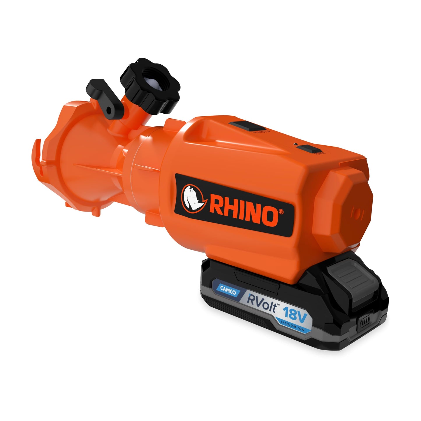 Camco Rhino 18V Cordless RV Macerator Pump – Portable Sewage Waste Pump System, Lithium Battery Powered, Pumps Uphill & Long Distance, Fits 3”–4” Sewer Outlet, Quiet Brushless Motor, 12 GPM (39030)