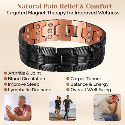 JEROOT Men's 99.99% Pure Copper Magnetic Bracelet, 3500 Gauss Magnets Adjustable with Sizing Tool