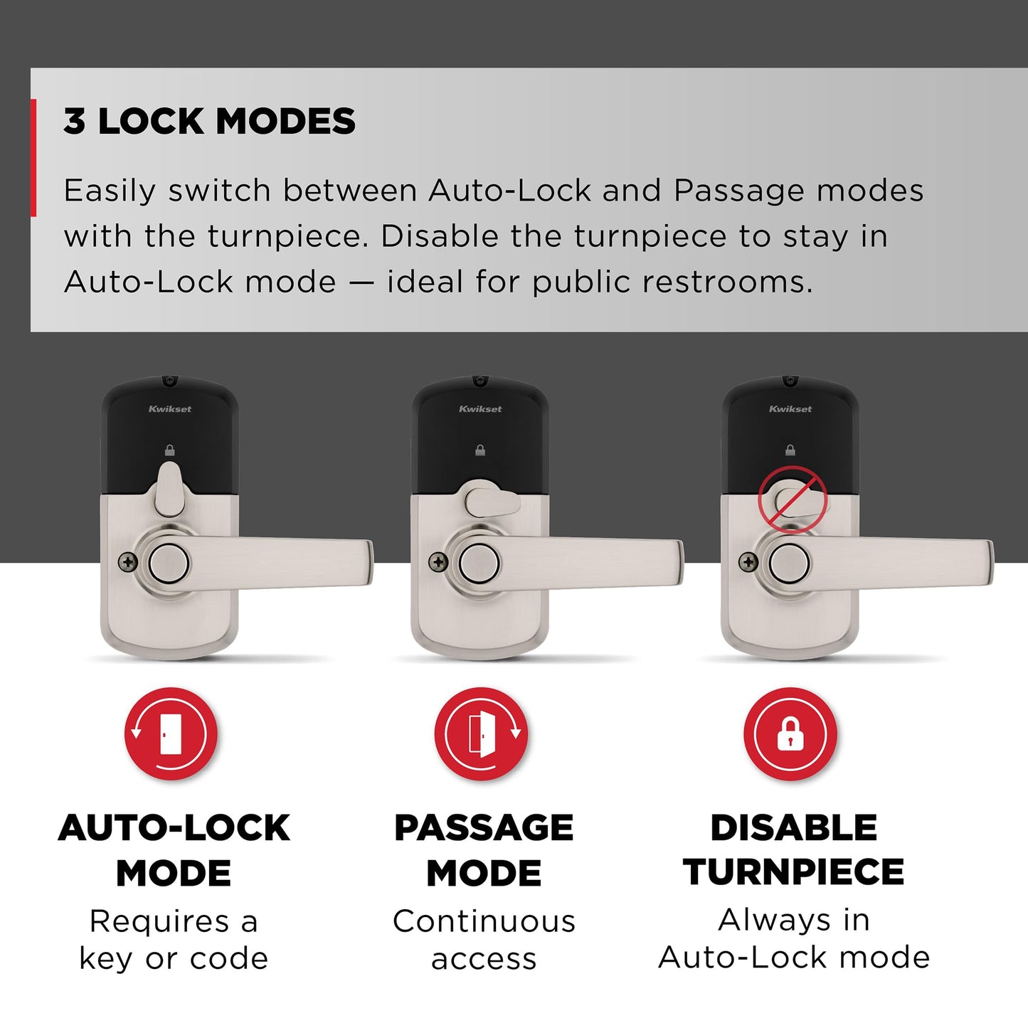 Kwikset SmartCode 955 Light Commercial 10-Button Keypad Satin Nickel Electronic Kingston Lever, Featuring Convenient Keyless Entry, 3-Year Battery Life and High Traffic Durability
