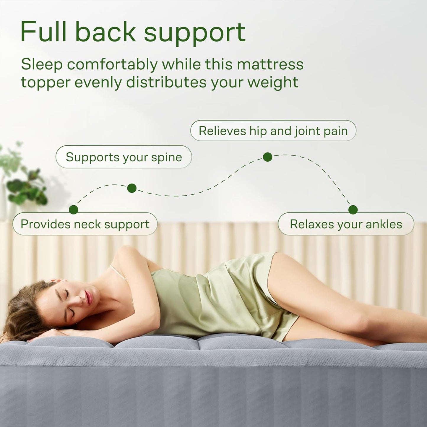 Niagara Sleep Solution Ultra Soft Mattress Topper - Bamboo Viscose Pillow Top for Back Pain Relief | Queen Size, Gray