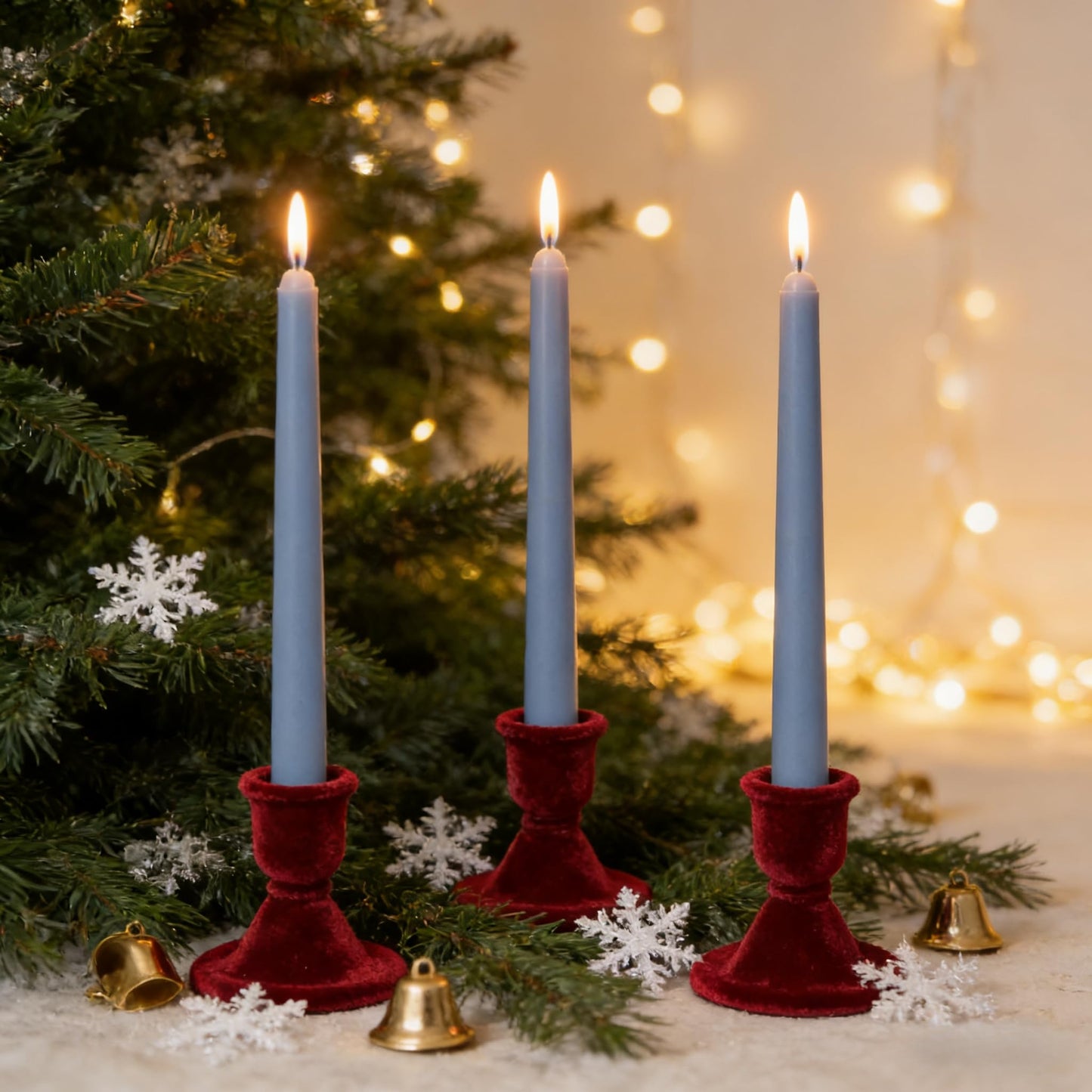 12-Pack Dusty-Blue Taper Candles, 10 Inch Unscented Dripless Candlesticks, Long-Lasting Burn Time of 7-8 Hours, Perfect for Home Décor Dinner Party Meditation