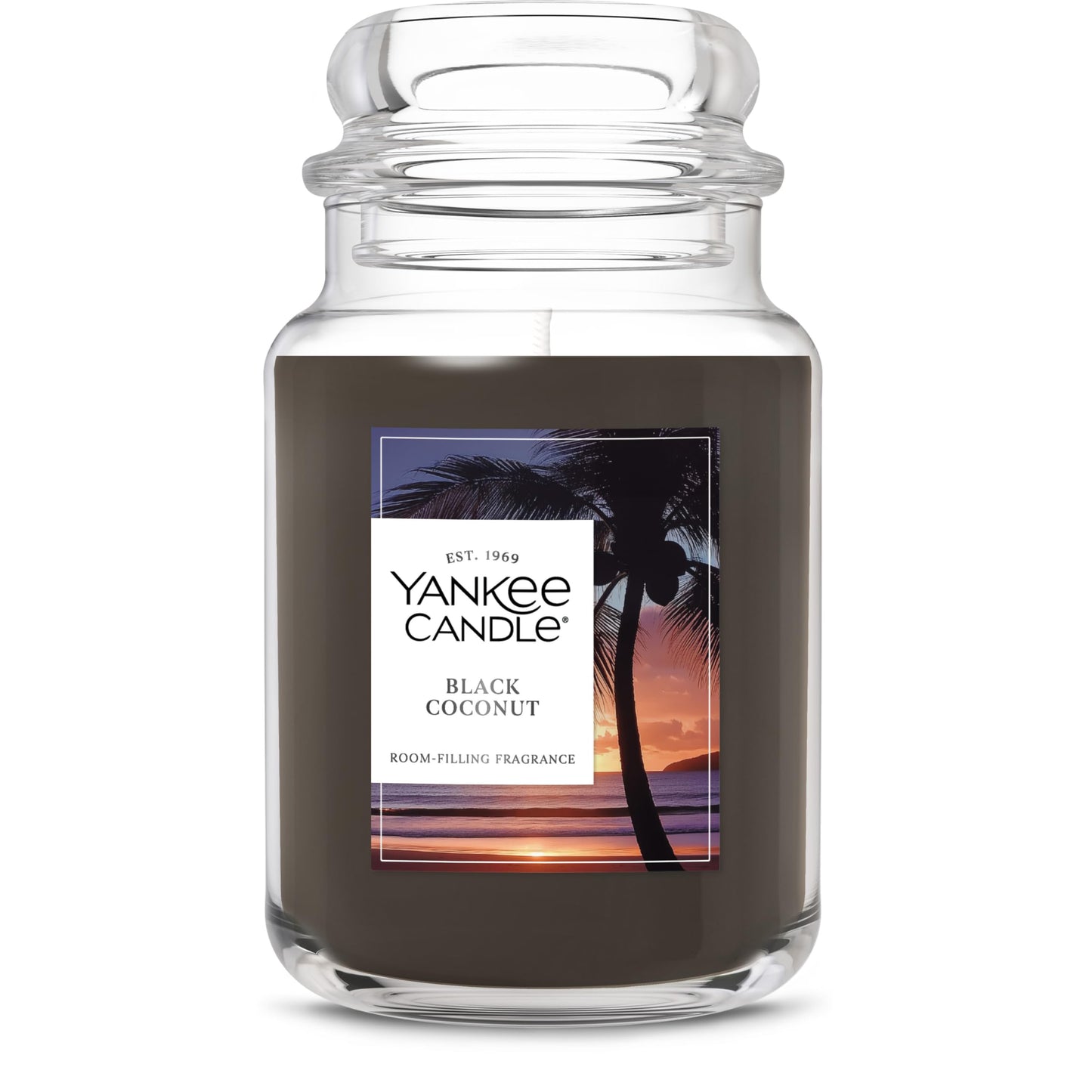 Yankee Candle Black Coconut, Scented Candle, 22oz Large Jar with up to 150 Hour Burn Time, Giftable