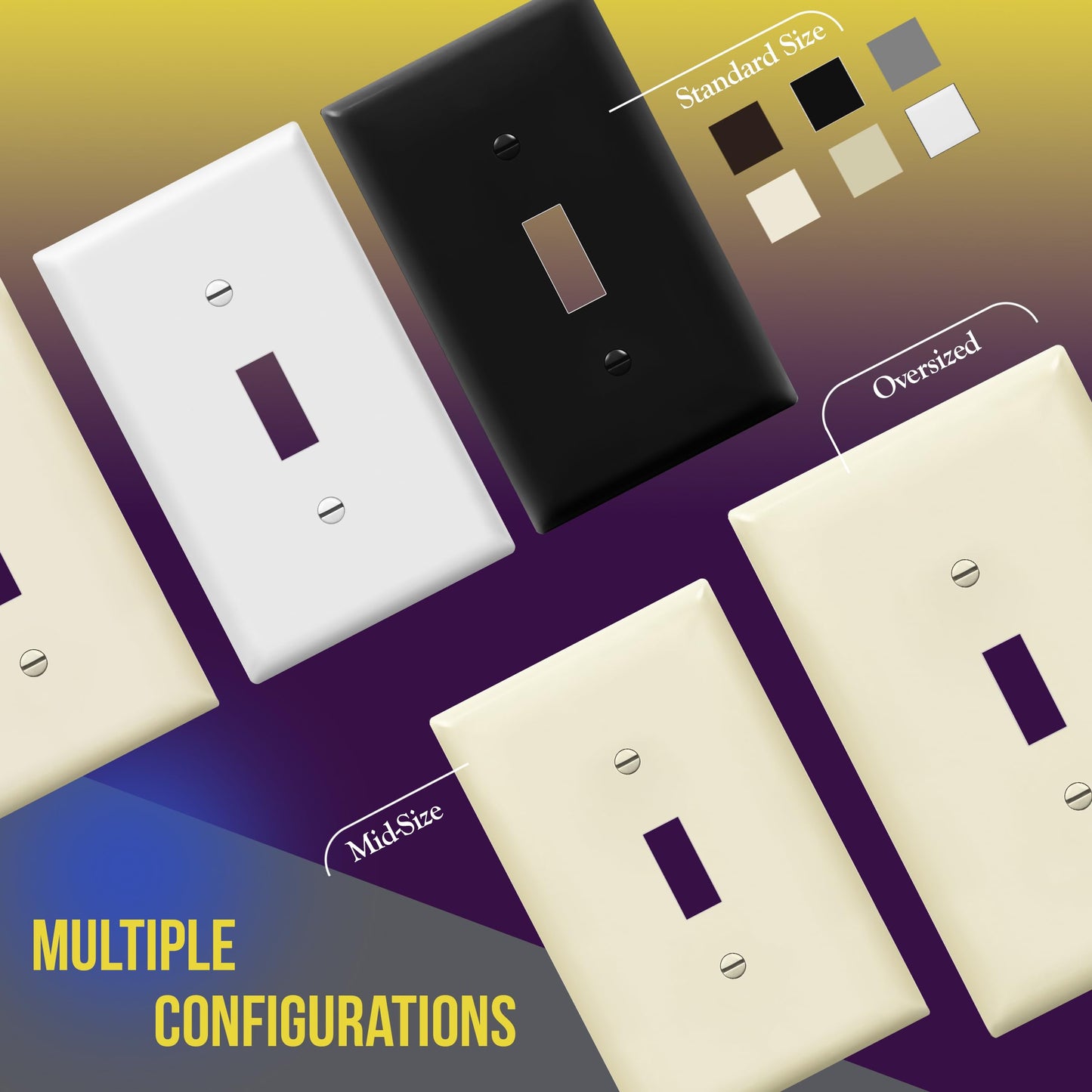 ENERLITES Toggle Switch Wall Plate, Gloss Finish, Size 1-Gang 4.50" x 2.76", Unbreakable Polycarbonate Thermoplastic, 8811-LA, Light Almond, Standard