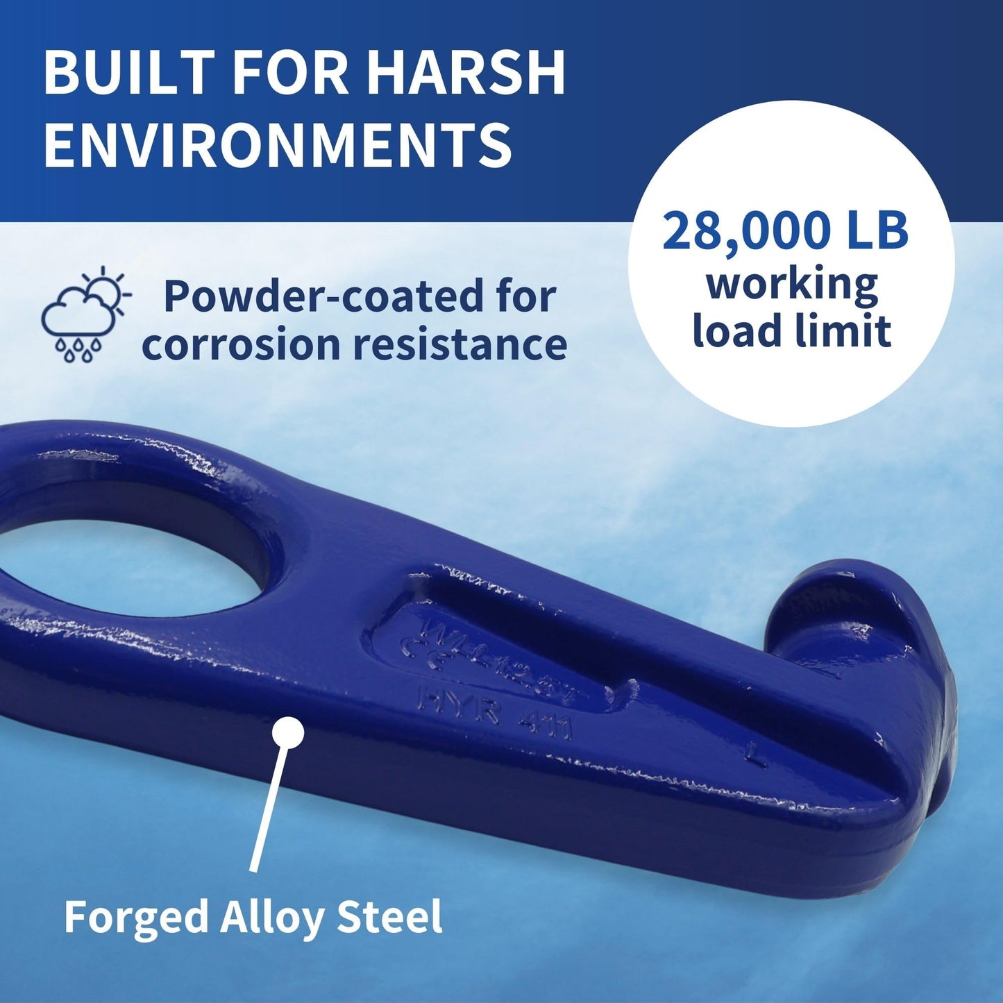 Shipping Container Lifting Hooks – USA Containers - Left & Right 45° Alloy Steel Hooks, 28,000 lb WLL Each (2 Pack)