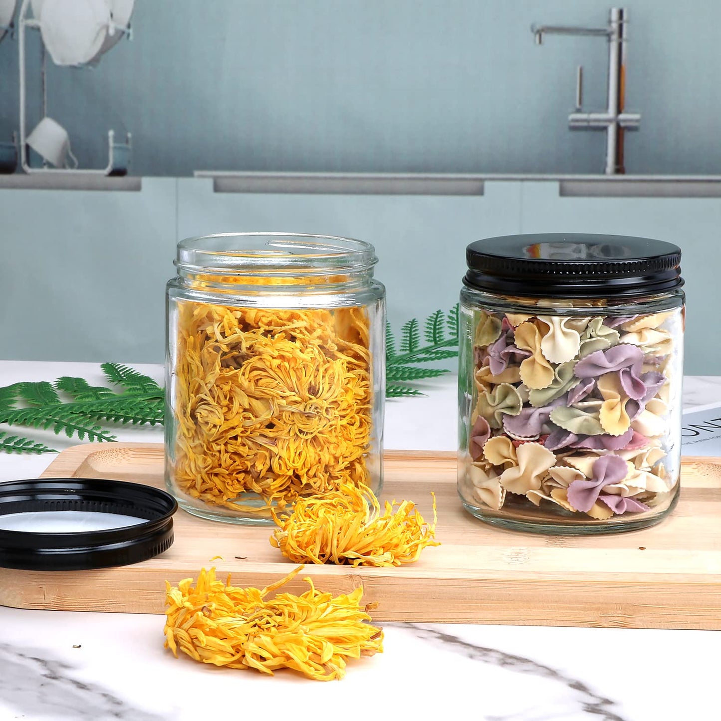 Encheng 8 OZ Glass Jars with Metal Lids,Clear Round Empty Candle Jars with Airtight Lids,Small Mason Canning Jars for Food,Candle,Honey,Candy,30 Pack.