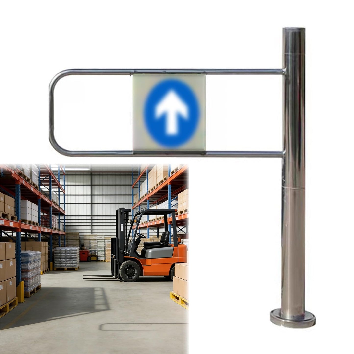 WhamtL Industrial Warehouse Entrance Swing Gate, One Way Turnstile Gate with Directional Sign, Anti Reverse Pedestrian Barrier for Controlled Entry(Right,WXH 60x100cm(24x39in))