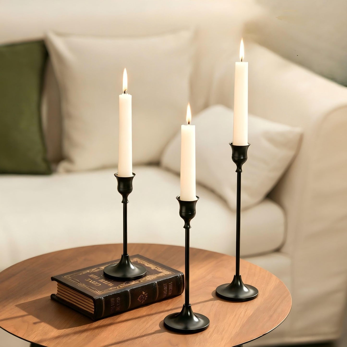 Nuptio 3 Pcs Black Candlestick Holders Taper Candles Holder Candle Stick Holder for Dining Table Halloween Candle Holders for Tapered Candles Decorative Centerpiece for Christmas Party Housewarming