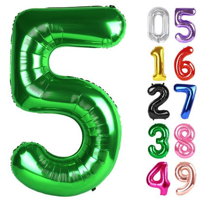 Dark Green Number 5 Balloon 40 Inch, 5th Birthday Party Decorations for Children, Giant 5 Foil Balloon for Party Supplies