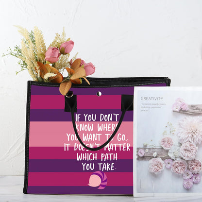 BDPWSS Cheshire Tote Bag Fairy Tales Fan Gift Alice Lover Smiling Cat Gift Alice Wonderland Fan Travel Pouch (Path You Take TE)