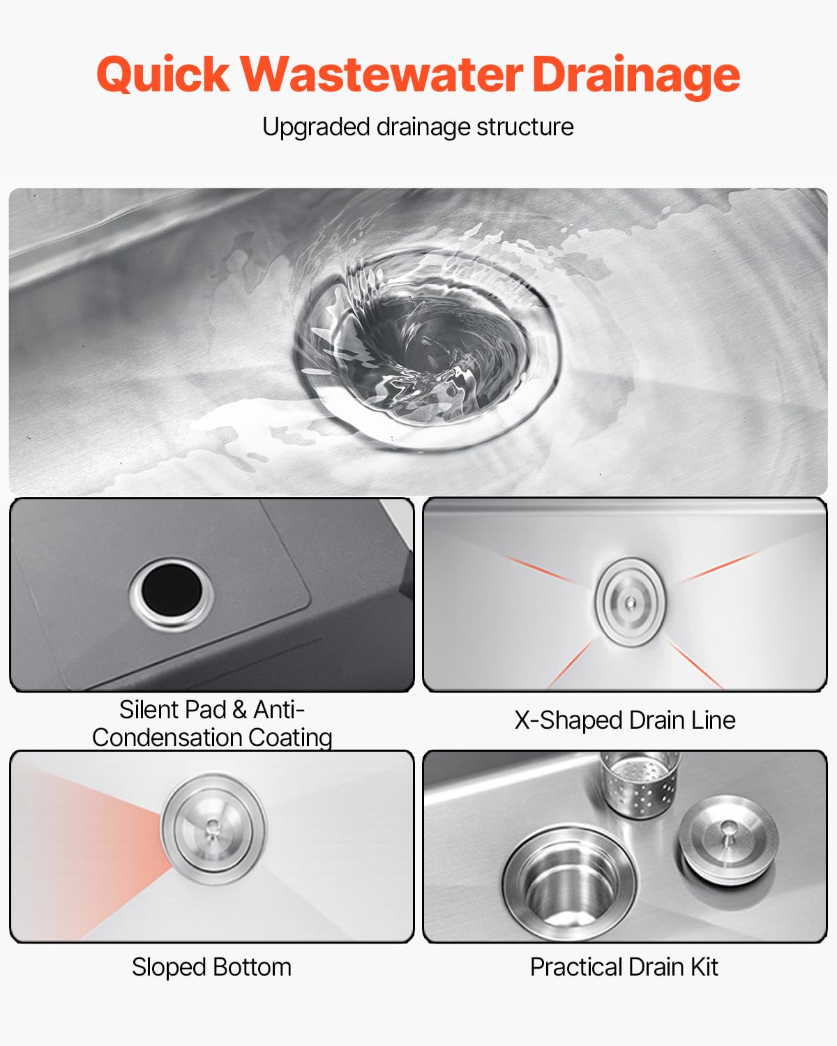 VEVOR Drop In Kitchen Sink 30 Inch Kitchen Sink Workstation, 304 Stainless Steel Top Mount Sinks, Drop-In Single Bowl with Ledge & Multiple Accessories Sink for RV, Prep Kitchen, Bar 30 x 22 x 9inch