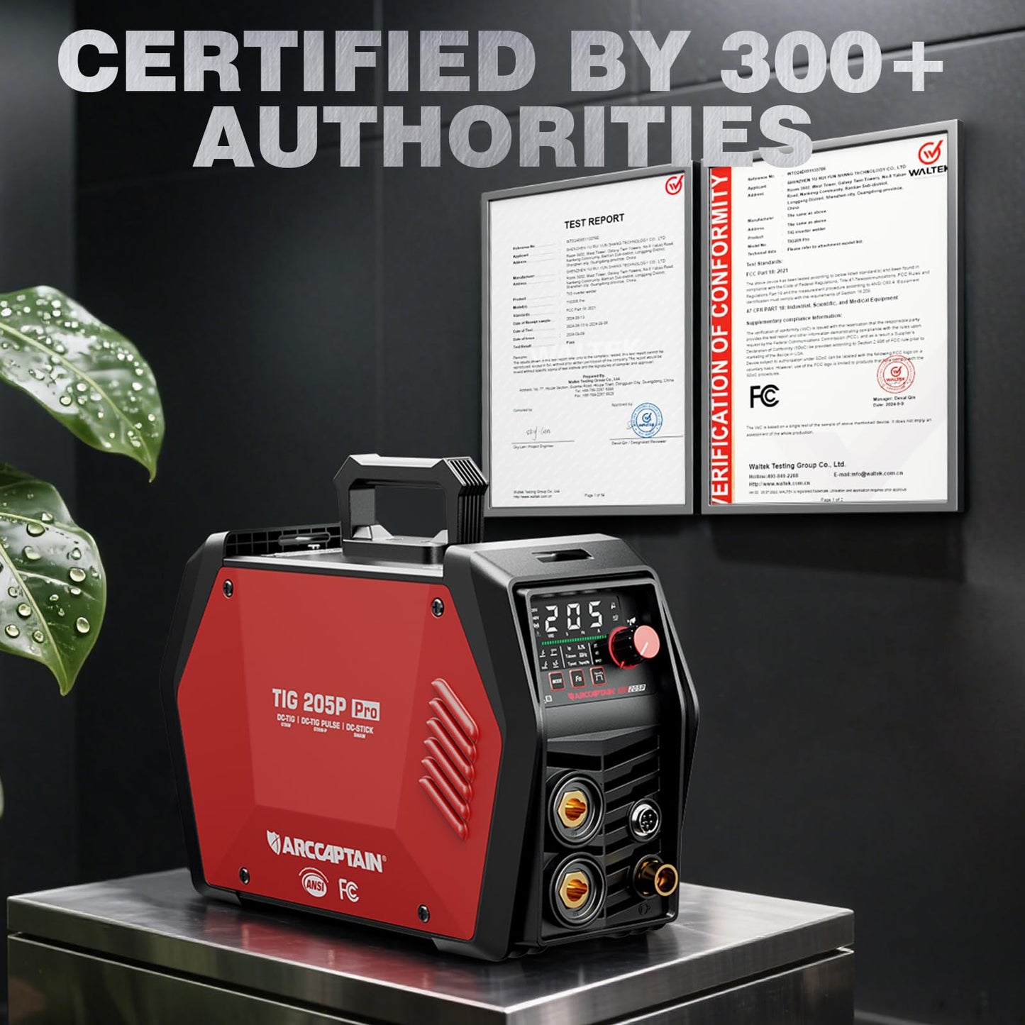 ARCCAPTAIN iControl TIG 205P Pro Welder With APP Control, 5 In 1 DC/Pulse/Lift/Spot TIG & Stick, Dual Voltage 120V/240V TIG Welding Machine With Large LED Display, 2T/4T, Smart Fan, Safety Protection