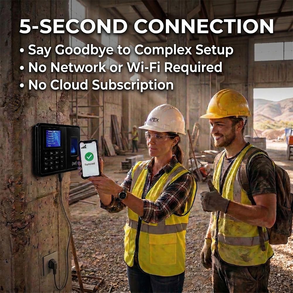 Tymelix Time Clock System: App Control & 5s Fast Connection, Customizable Rules & 4 Payroll Reports, 10 IC Cards, No Monthly Fee Biometric Fingerprint Time Clocks for Employees Small Business