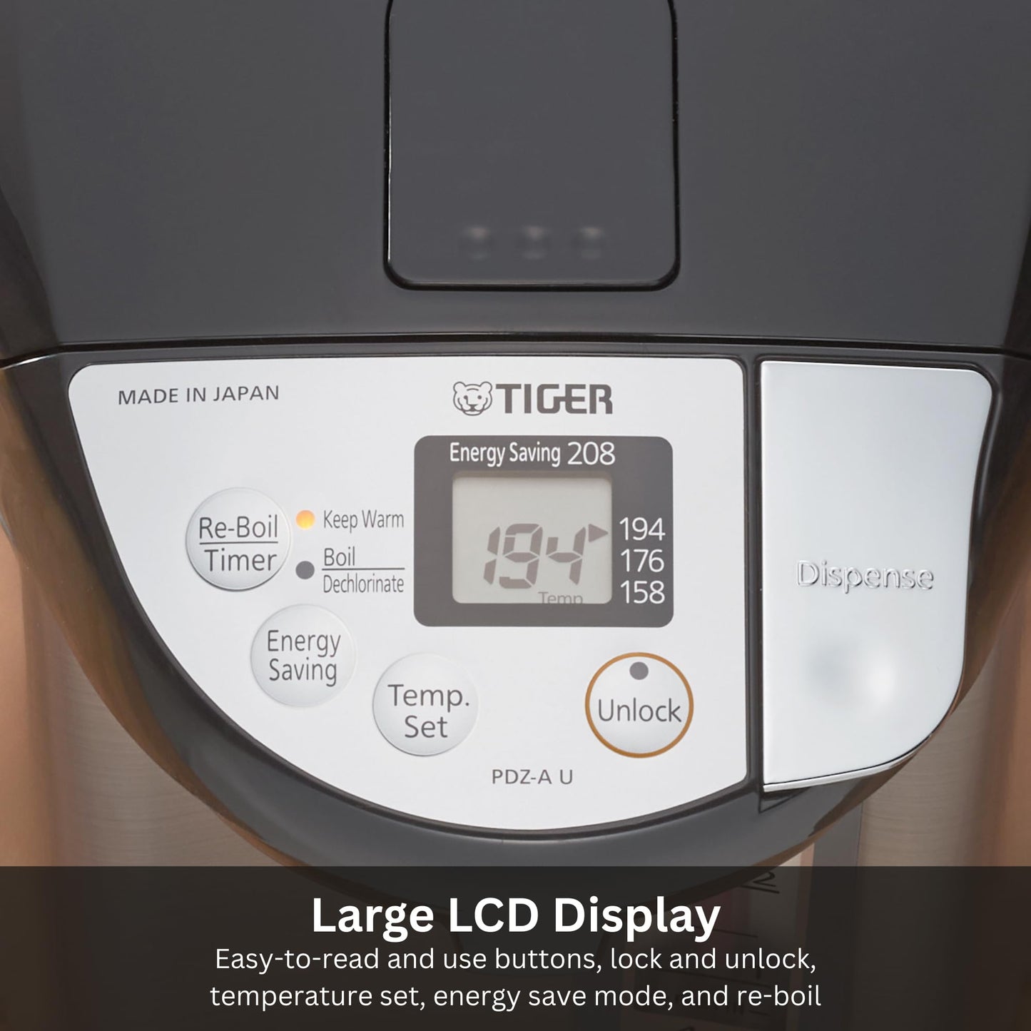 TIGER PDZ-A50U 5.0 Liter Water Boiler and Warmer with 4 Auto-Temp Settings, Stainless Steel Finish