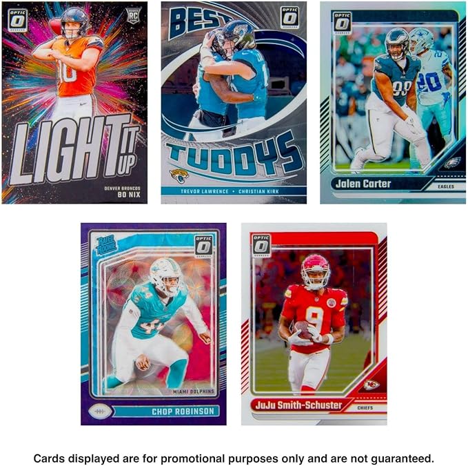 2024 Donruss Optic NFL Football Trading Cards Hanger Box – Purple Scope Parallel – 20 Cards Per Box – Includes Rated Rookie &amp Inserts