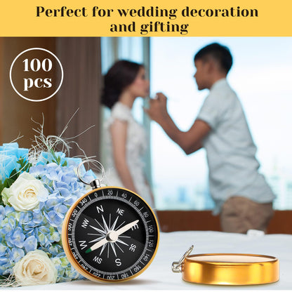 Huquary Compass Wedding Favors for Guests, Compass Souvenir Gift for Travel Themed Party Decorations Nautical Christmas Ornaments(Classic, 100 Pcs)
