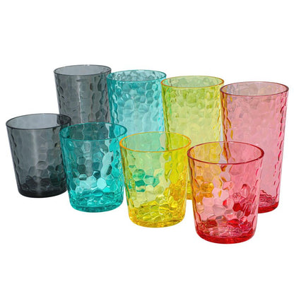 AKMQYM BPA-Free Plastic Tumblers 8 Pack (4x16oz+4×22oz) | Reusable Dishwasher Safe | Stackable Shatterproof Cups | Plastic Drinkware & Drinking Tumblers for Restaurant, Home, Party