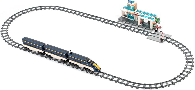 Block Builder High Speed Train Remote Control Building Block Set with Full Train Station (1532 Pieces). Railroad Series Building Blocks for Kids and Adults. Alternative Product to The Main Brand