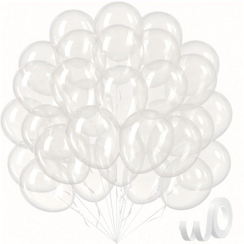 Clear Balloons 12 inch, Transparent Latex Balloons 50pcs Party Balloon for Baby Shower Wedding Bridal Shower Birthday Party Decorations