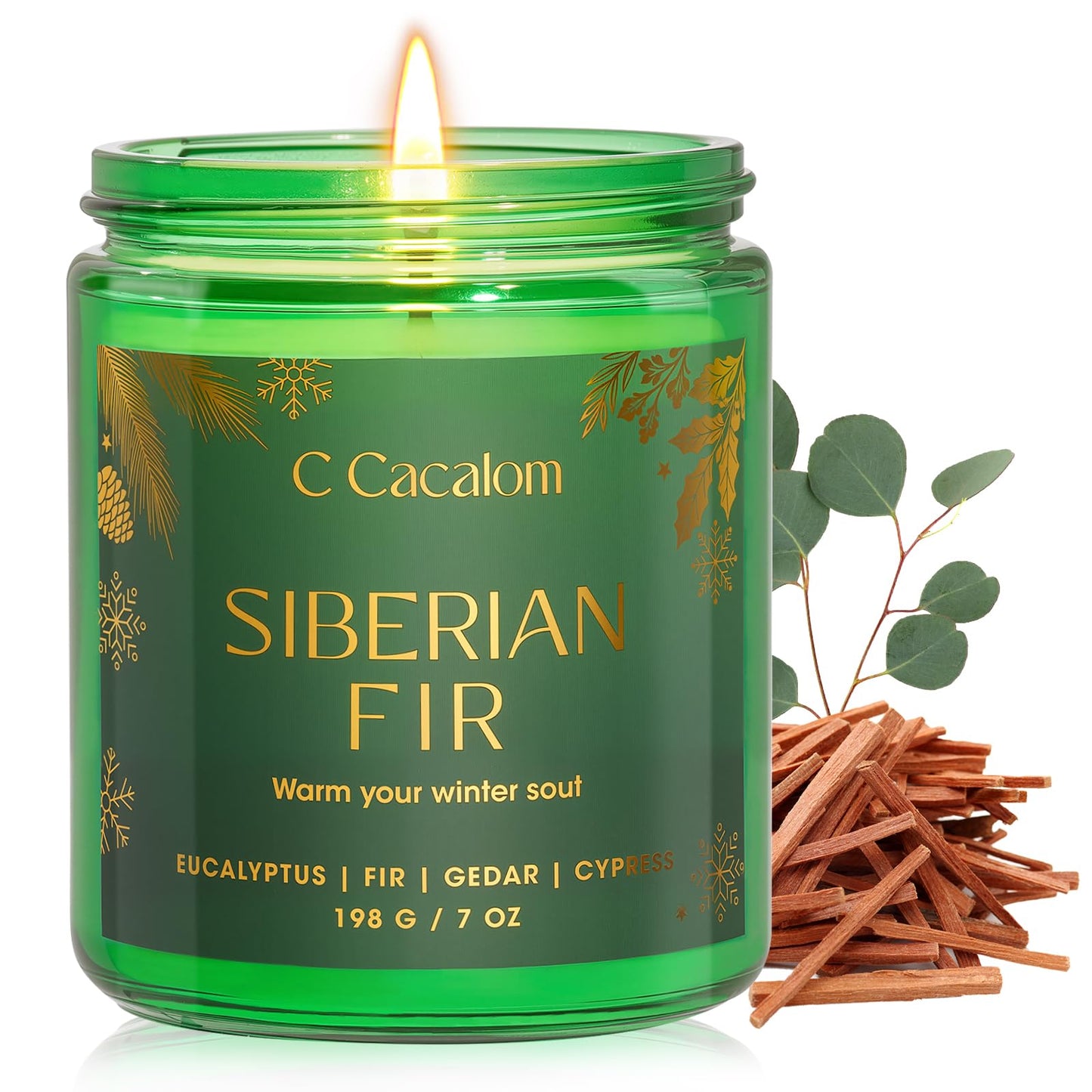 Christmas Soy Candles for Christmas Home Decor Non-Toxic Aromatherapy Scented Candles for Holiday Christmas Gifts, Cozy Cute Jar Candle, Winter Candle for Women Men, Siberian Fir Candle