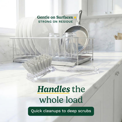 Cuisinart Dish Brush with Handle 2 Pack – Kitchen Scrub Brush for Dishes, Pots & Pans, Non-Scratch Dish Scrubber, Firm Bristles for Sink & Cookware, Comfortable Grip for Everyday Cleaning