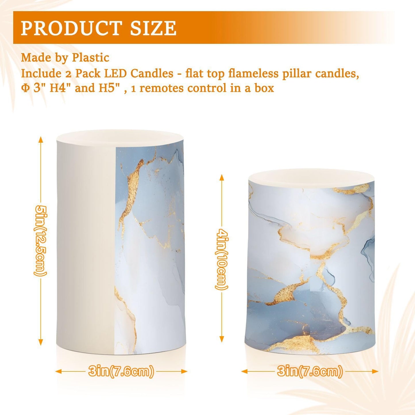 Zathe Flameless Flickering Candles Batteries Flameless Candles Set for Home Decor Marble White White
