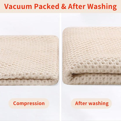 Homaxy 100% Cotton Waffle Weave Kitchen Dish Towels, Ultra Soft Absorbent Quick Drying Cleaning Towel, 13 x 28 Inches, 4-Pack, Beige