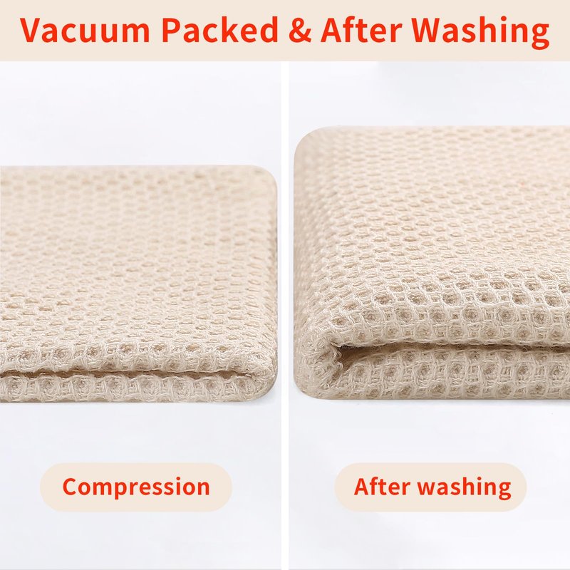 Homaxy 100% Cotton Waffle Weave Kitchen Dish Cloths, Ultra Soft Absorbent Quick Drying Dish Towels, 12 x 12 Inches, 24-Pack, Beige