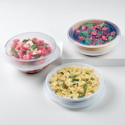Stasher Premium Reusable Silicone Stretch Lids Variety 4-Pack, Clear, 9, 6.5, 4.5, 2.5, Airtight Seal, Food Container Covers, BPA Free, Leak-free, Dishwasher Safe, Microwave Safe, Eco-Friendly