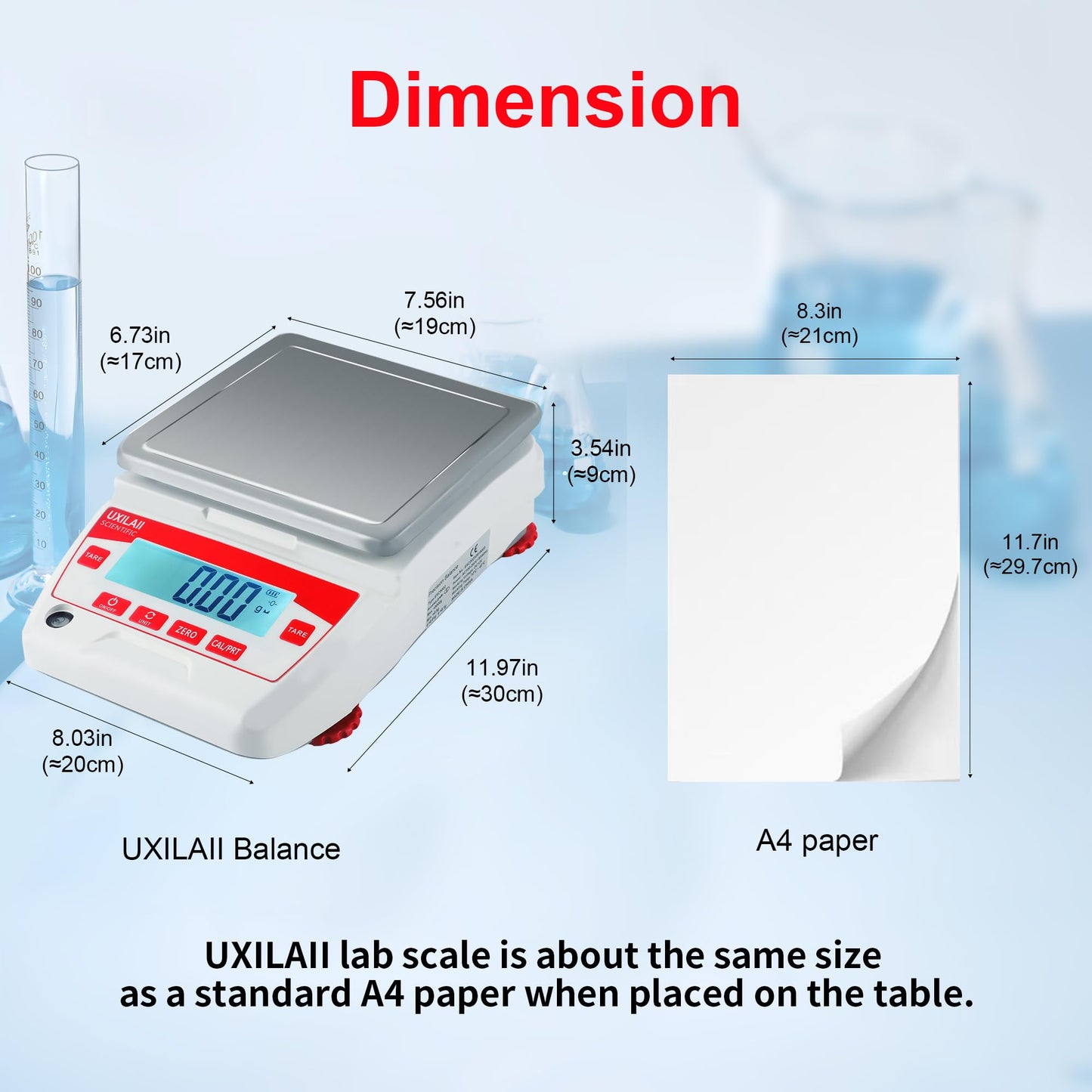 UXILAII SCIENTIFIC Lab Scale 5000g x 0.01g High Precision Electronic Analytical Balance 0.01g Accuracy Laboratory Balance Digtal Scale Gram Scale Jewelry Scale with 1Kg Calibration Weight