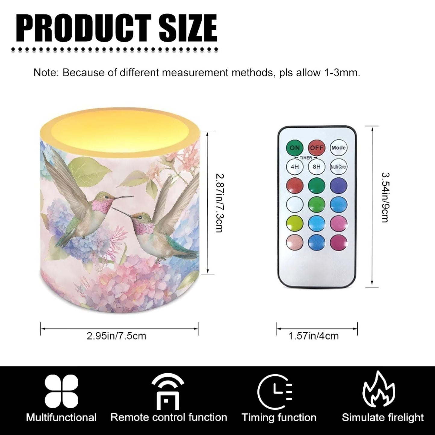 Cozeyat Pastel Bird LED Candles Set of 4 Battery Powered Flameless with Remote Timer Flickering Flame Waterproof for Home Beach Garden