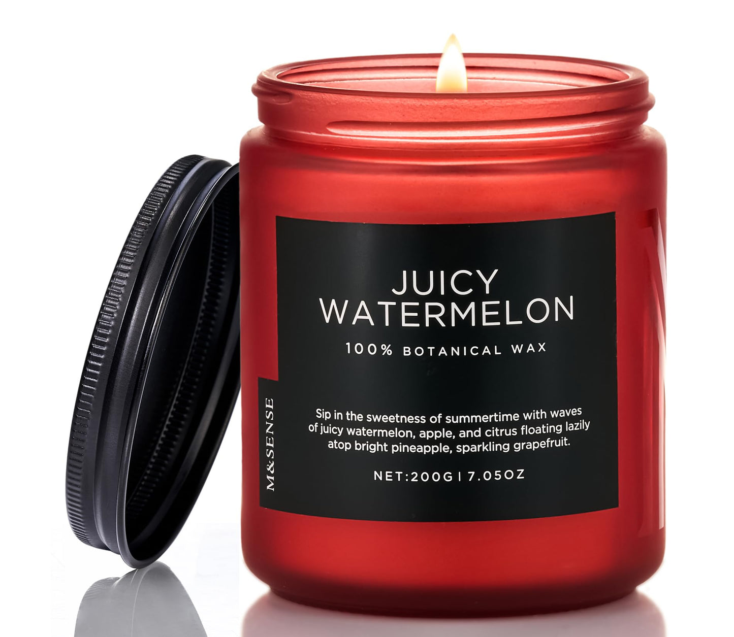 M&SENSE Juicy Watermelon Scented Candles for Home, 7.05oz Natural Soy Wax, 50 Hours Slow Burning, Non Toxic Organic Candles, Fruit Scent Aromatherapy Home Fragrance for Housewarming Gifts