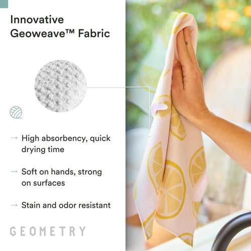 GEOMETRY Spring Kitchen Towels - Quick Dry Microfiber Cloth Spring & Summer Dish Towels for Kitchen Drying - Premium Quick Dry Towel - Lemonade Lines, 18" x 30" - 2-Pack