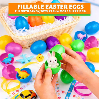 AMENON 100 Pcs 3.1 Inch Large Plastic Easter Eggs Bulk 6 Colors Empty Easter Eggs Fillable, Easter Basket Stuffers Fillers, Easter Hunt Party Favor , Classroom Prize Supplies Kids Toddler