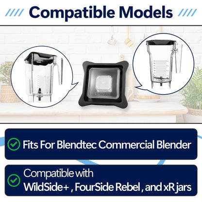 Blender Lid Replacement Fits for Blendtec Commercial Blender, Vented Gripper Lid Compatible with WildSide+ and FourSide jars, Lid for Blendtec Top with Square Clear Plug