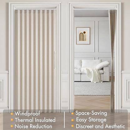 MIULEE Accordion Style Magnetic Folding Door Curtains - Cream Pleated Drapes for Room Dividers | 39" x 78" Panel