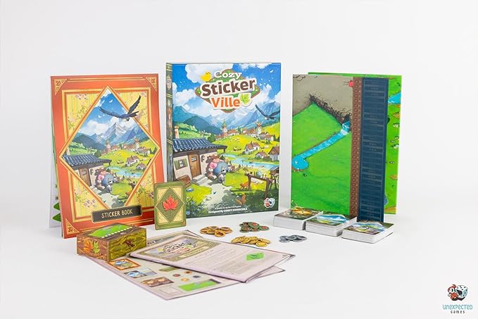 Asmodee Cozy Stickerville Board Game - Narrative Strategy Game of Village Building &amp Storytelling Family-Friendly Fun for Kids &amp Adults Ages 8+ 1-6 Players 30 Minute Playtime