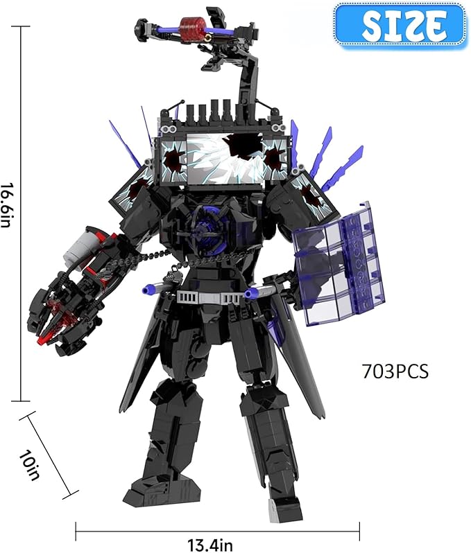 Bentex Toilet Upgraded Damaged TV Man Figure Building Block Set Upgraded Cameraman Speakerman Game Model Collectible Building Bricks Birthday Gift for Adults Fans (703pcs)