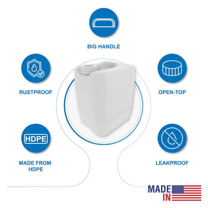 UN/DOT Tight Head Containers for Shipping, Transport, Storage, and Waste; 13.5L (3.5 Gallon), HDPE, 70mm Cap, UN 3H1, 1/EA