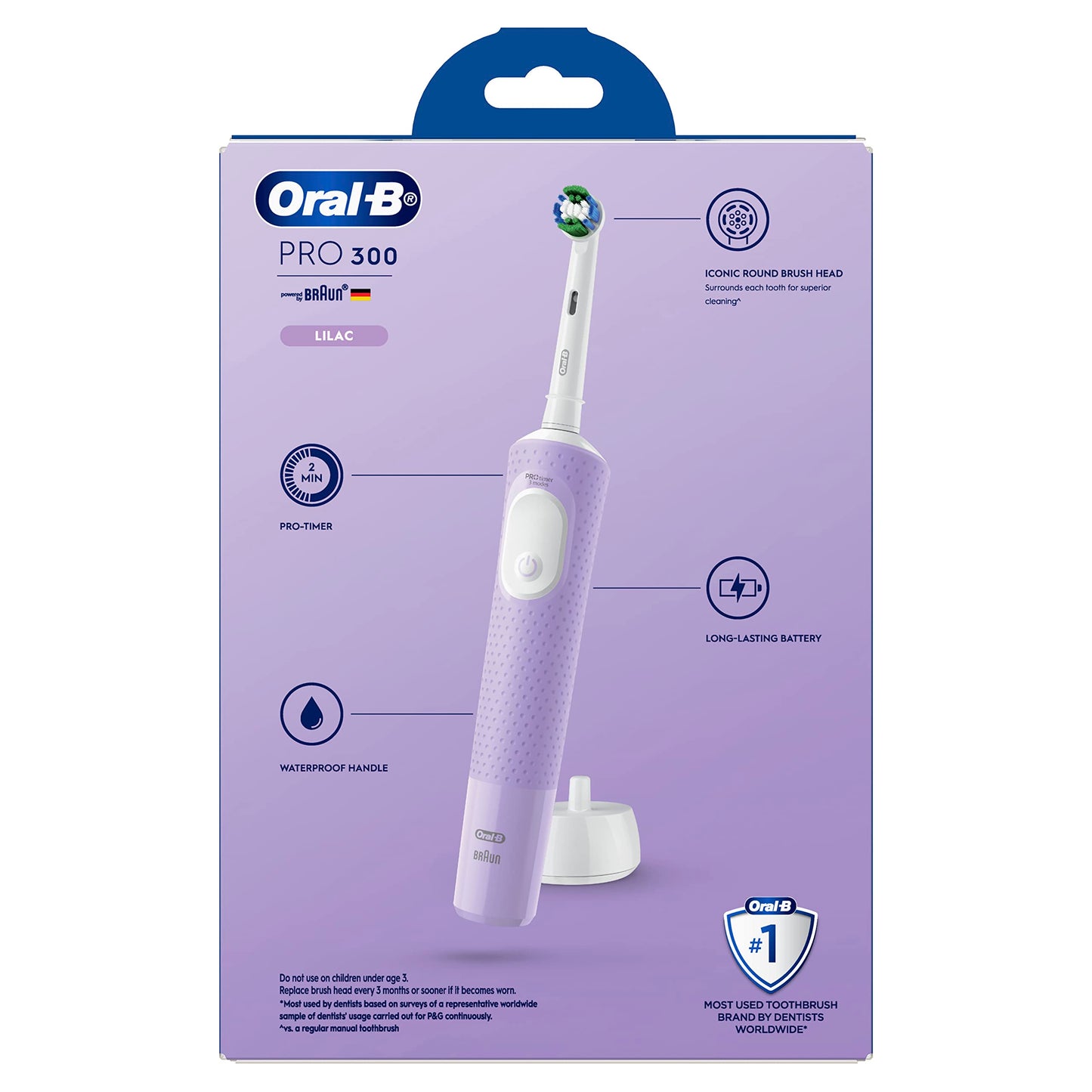 Oral-B Pro 300 Lilac Electric Toothbrush, Lavender