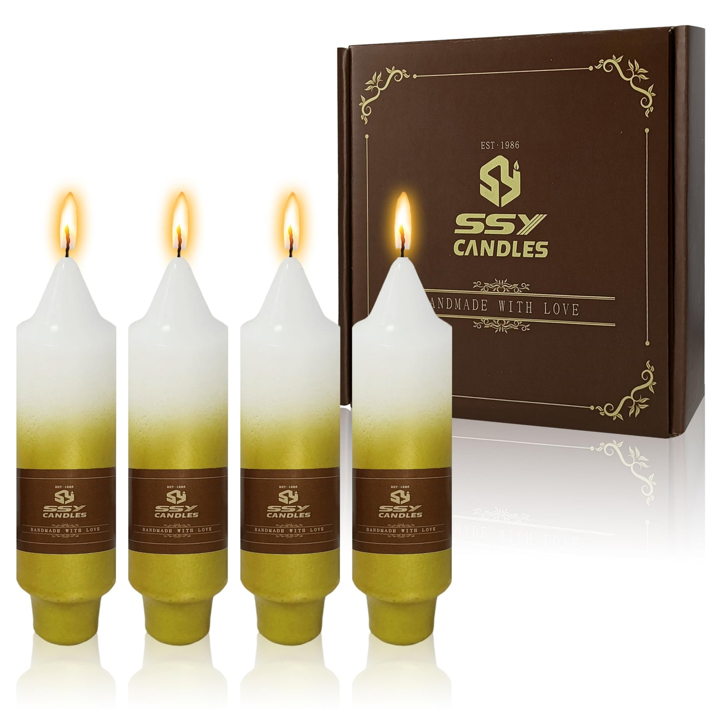 Metallic Gold Candle 5 Inch Short Smokeless Taper Candles 4 Pack Unscented Dinner Candle for Mother's Day Meditation Romantic Dinners Wedding Cozy Evenings