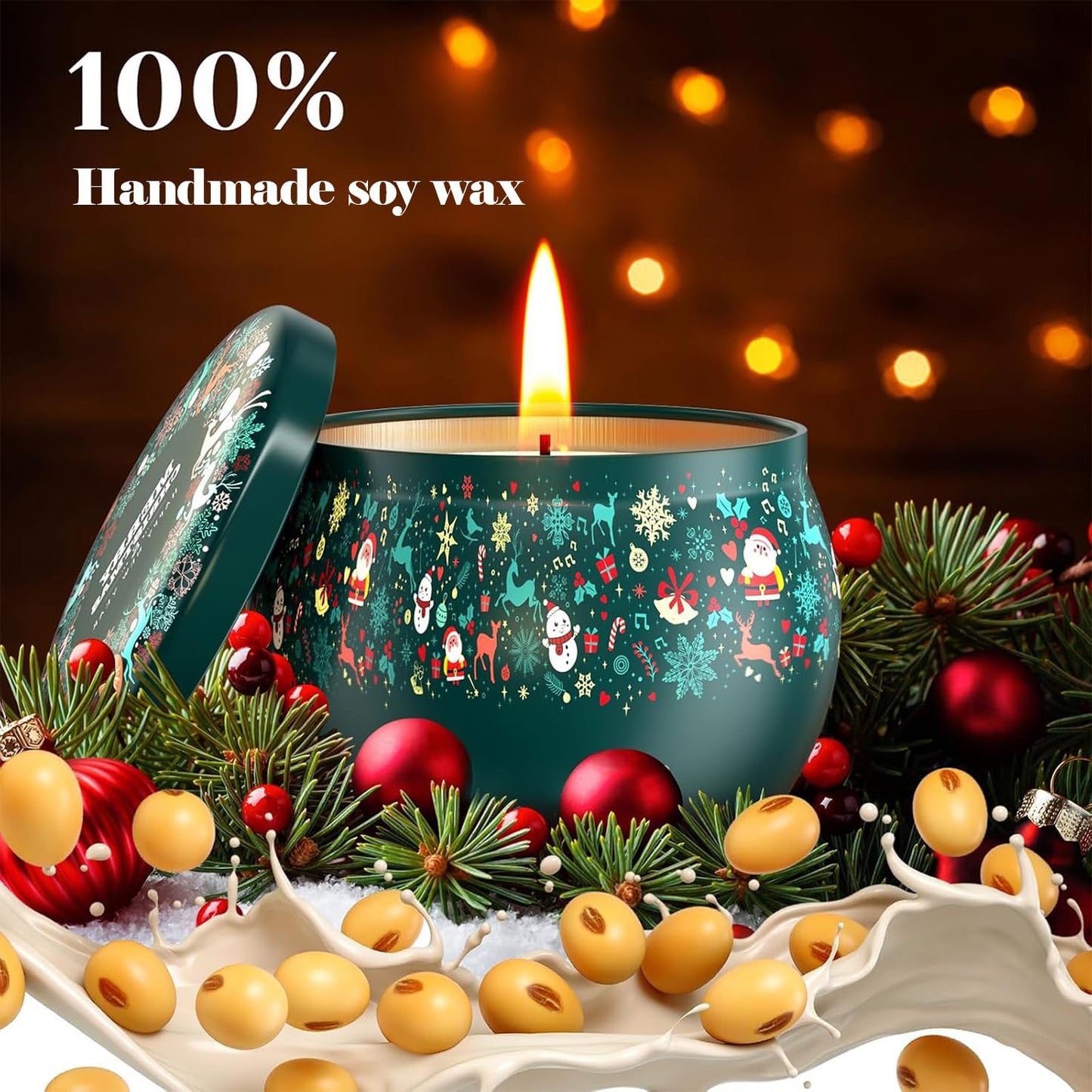 THAUSDAS Scented Candles Gift Set: 4 Pack 4.4 oz Aromatherapy Christmas Candles for Home Scented - 120H Burning Stress Relief Gifts for Women, Birthday, Mother's Day