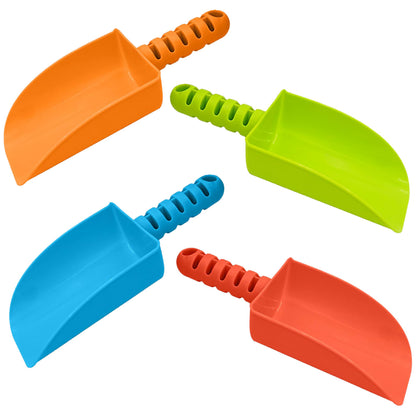 4E's Novelty 4 Pack Beach Shovels 8 Inch, Heavy Duty Plastic Sand Shovel for Kids, - Great for Planting Gardening Shovels for Toddlers, Outdoor Digging Sandbox Toys, Easter Basket Stuffers