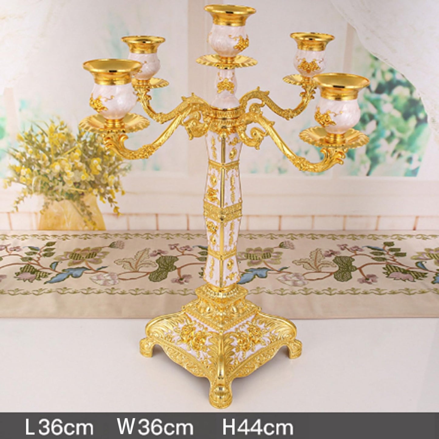 NDNCZDHC Metal Candelabra Candlestick, European Halloween Candlestick Holder, Elegant Candle Candle Holder for Wedding Dining Table Party (5 Arms)