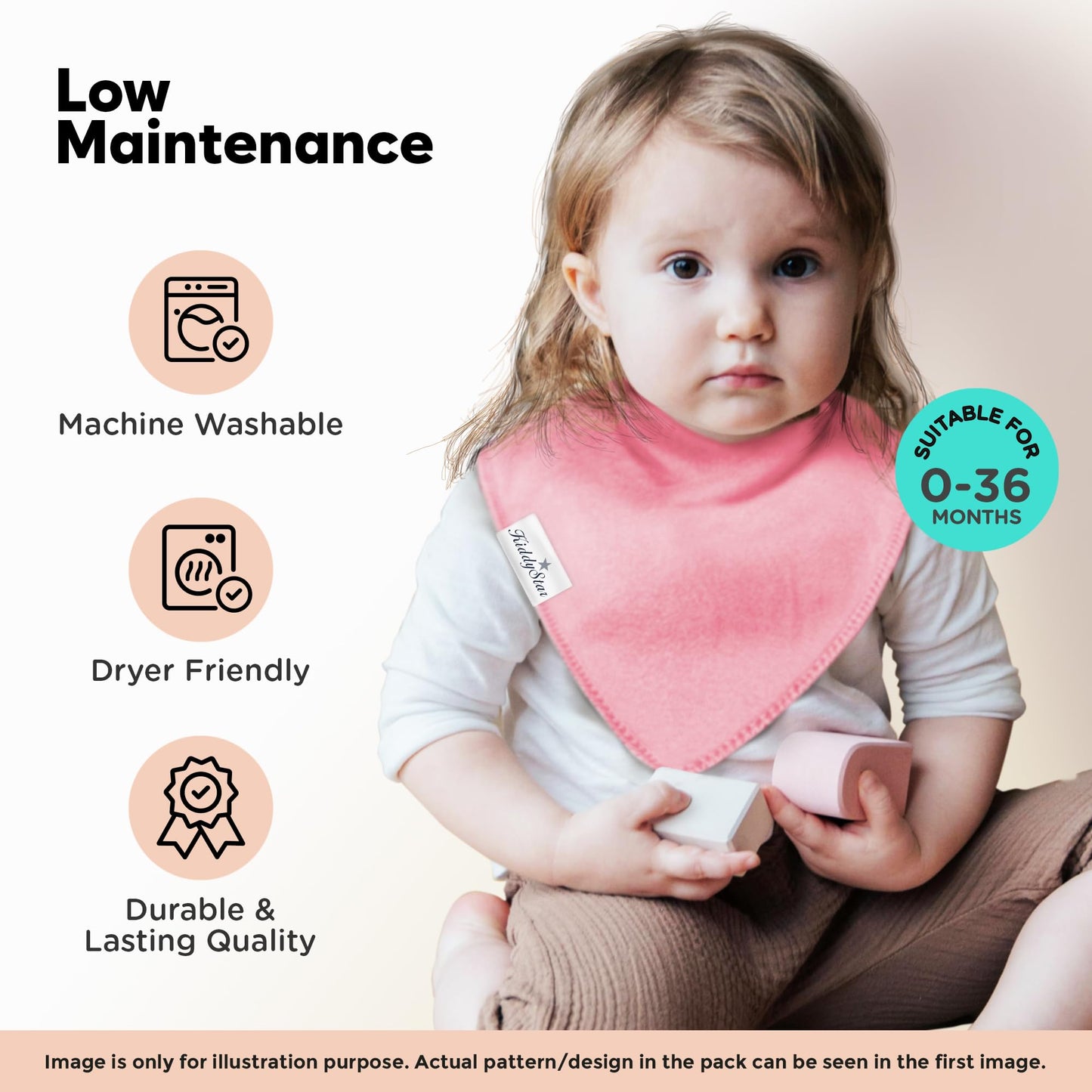 KiddyStar Baby Bandana Bibs, 5 Pack Organic Cotton Drooling & Teething Bib for Babies, Infants & Kids, Gift for Newborn (Classic Bandana Bibs)