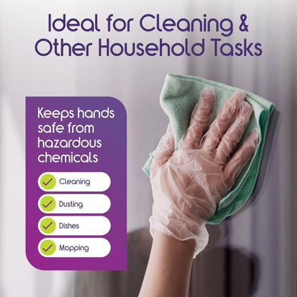 Inspire Exam Medical Clear Vinyl Disposable Gloves - Latex Free for Cleaning, Food Prep (Large)