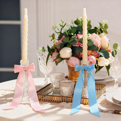 Maquita Christmas Candlestick Bows - 48 Pcs Large Self-Adhesive Decorations | 13 x 3.7 Inch, 4 Colors