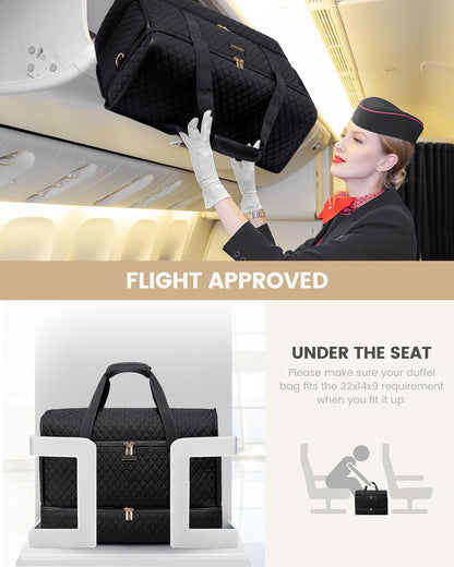 LOVEVOOK Large Travel Duffle Bag, Weekender Bags for Women With Shoe Compartment, Overnight Hospital Bag For Women Labor Delivery, Carry on Bag Personal Item Travel Bag, Yoga Gym Duffel Bag, Black